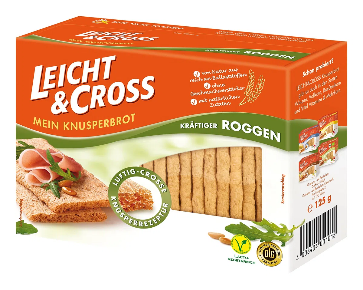 Leicht & Cross Roggen Knusperbrot, 8er Pack (8 x 125 g Packung)