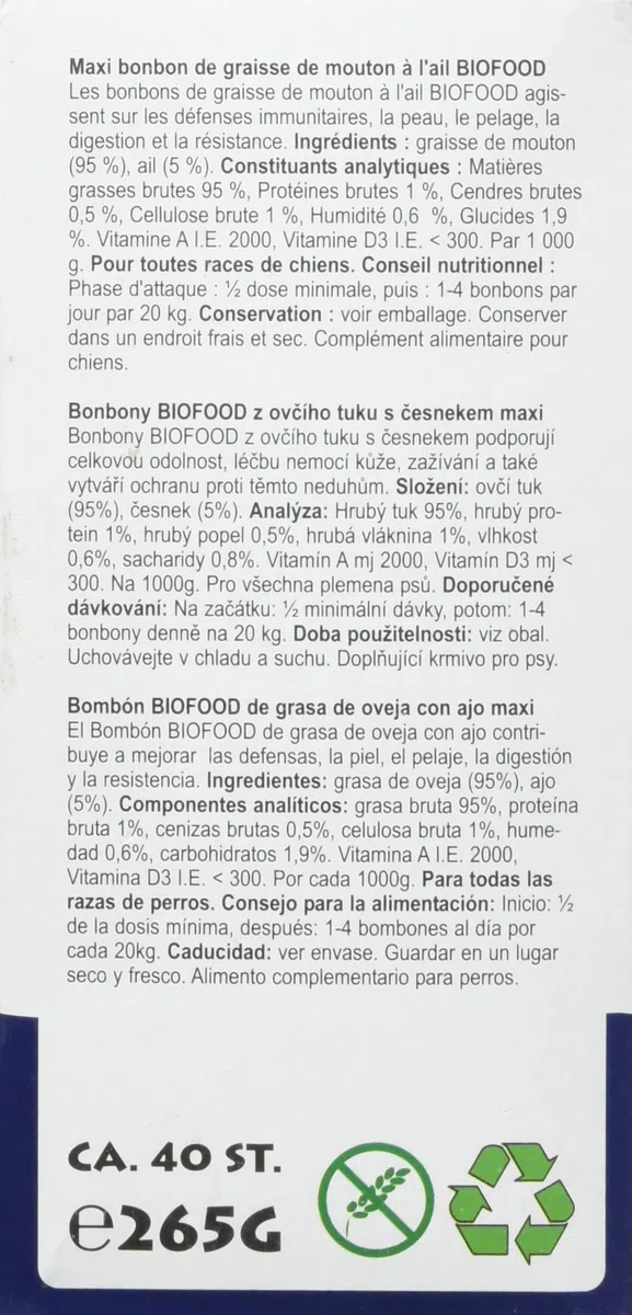 Biofood Schaffett Knoblauch - 40 Stück