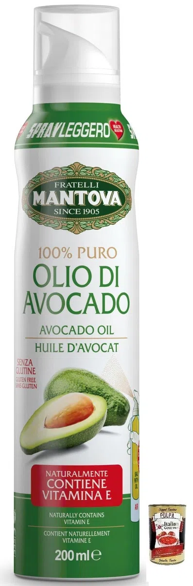 Fratelli Mantova Condimento all'Avocado,100% reines Avocadoöl Spray,Italienisches Sprühöl 200ml + Italian Gourmet Polpa di Pomodoro 400g Dose