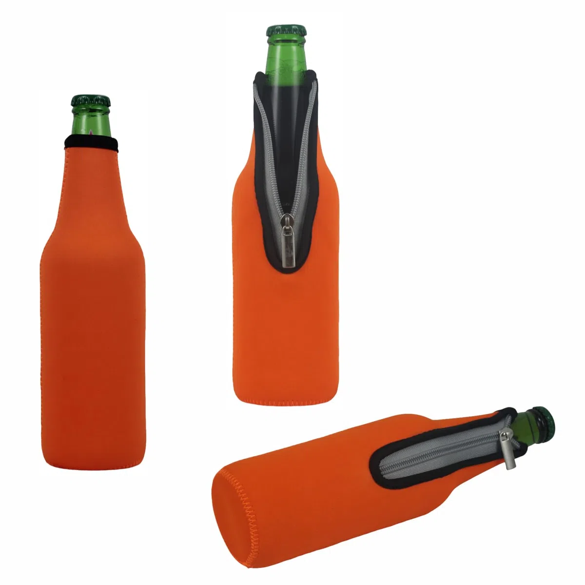 AF-WAN Bierflasche Sleeve Keep Bier Softdrink Wasser Cool Insulated Neopren mit faltbaren Reißverschluss 6 Pack 19,4 Oz (550ML) (3 Schwarz + 3 Orange)