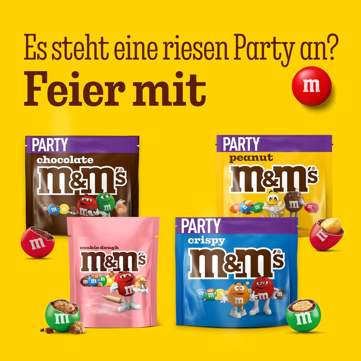 M&M’s Cookie Dough, Knackige Schokolinsen mit Keksteiggeschmack und bunter Zuckerhülle als Süßigkeit, Schokolade zum Teilen, 1 x 675 g