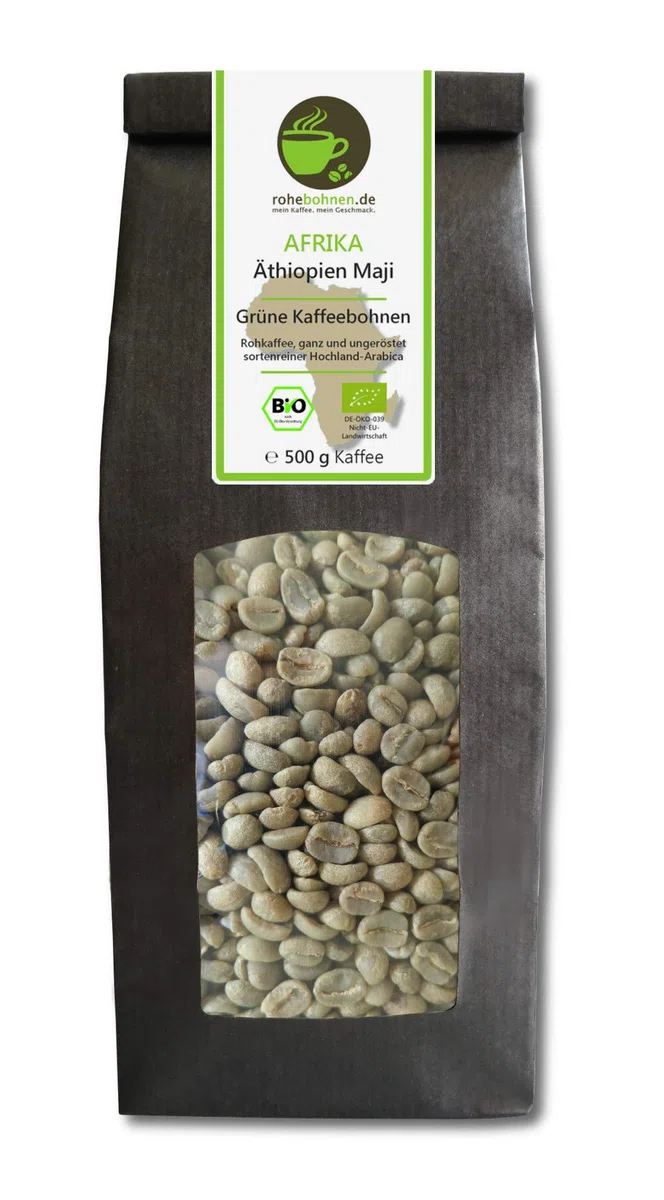 Bio Rohkaffee Arabica Äthiopien Maji 500g (grüne Kaffeebohnen 500g) - GMP zertifiziert
