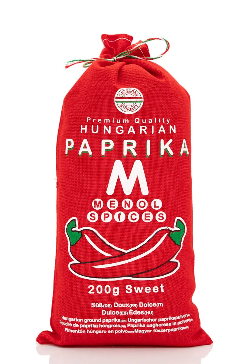 Menol Spices Original Ungarisches Paprikapulver Edelsüß 200g - Manufaktur-Qualität aus Szeged, 100% Ungarisch, Handabgefüllt, Tiefrot Aromatisch Mild für Gulasch