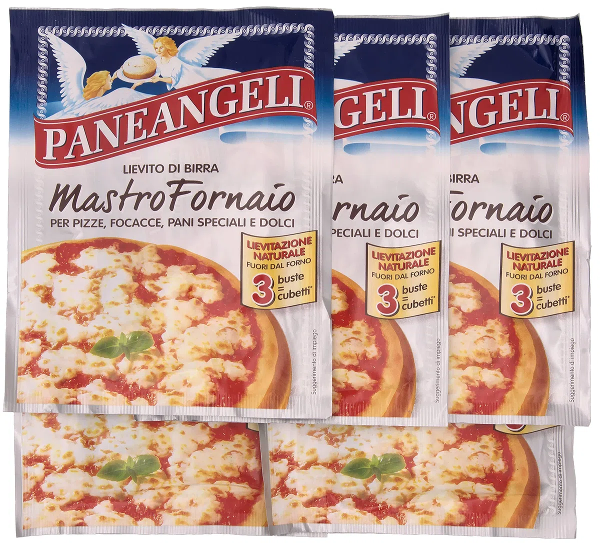 5x Mastro Fornaio Pizzahefe 21g Italienisch für Pizza und Focaccia Trockenhefe Paneangeli (105g)