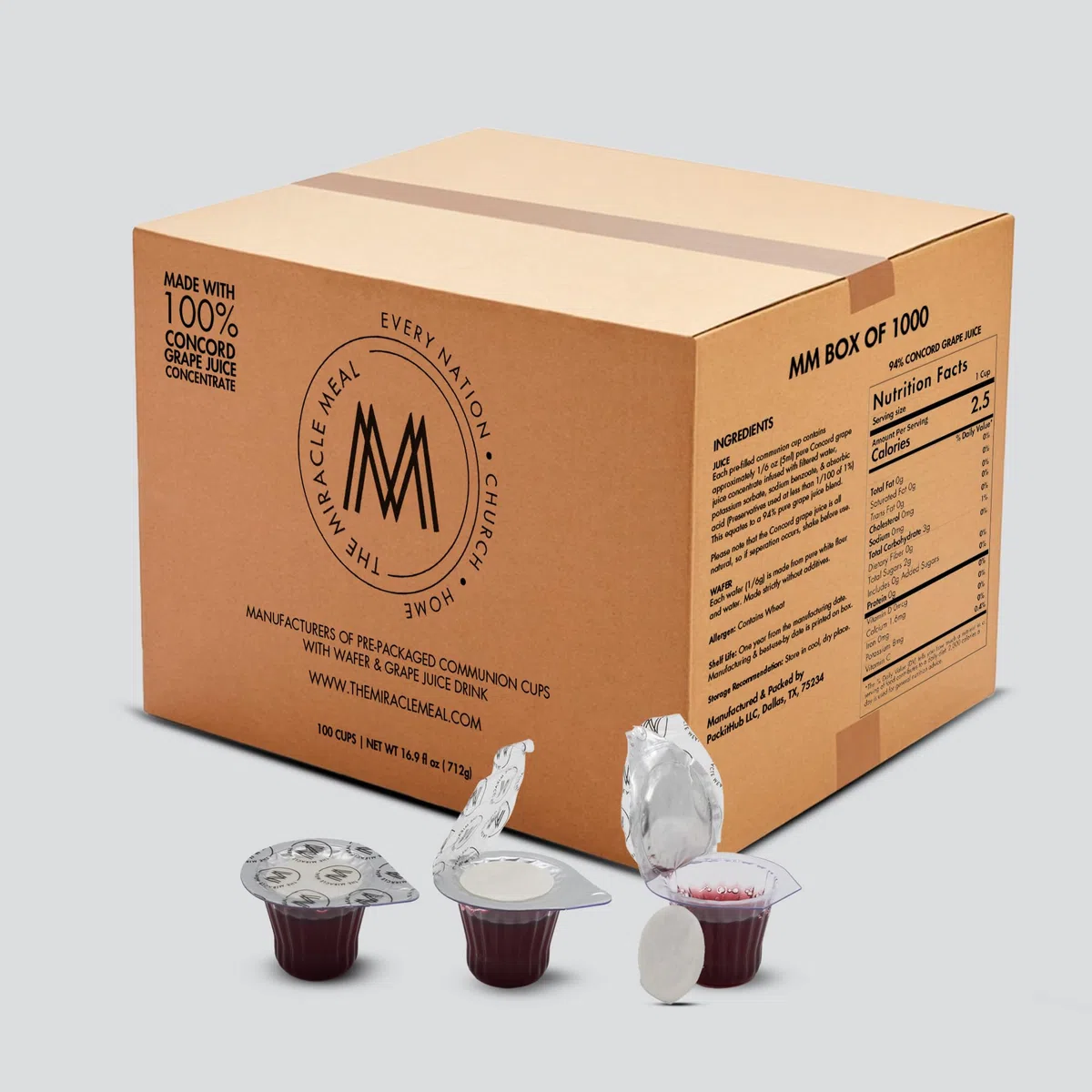 The Miracle Meal Vorgefüllte Abendmahlsbecher & Oblaten-Set – 1000 Stück