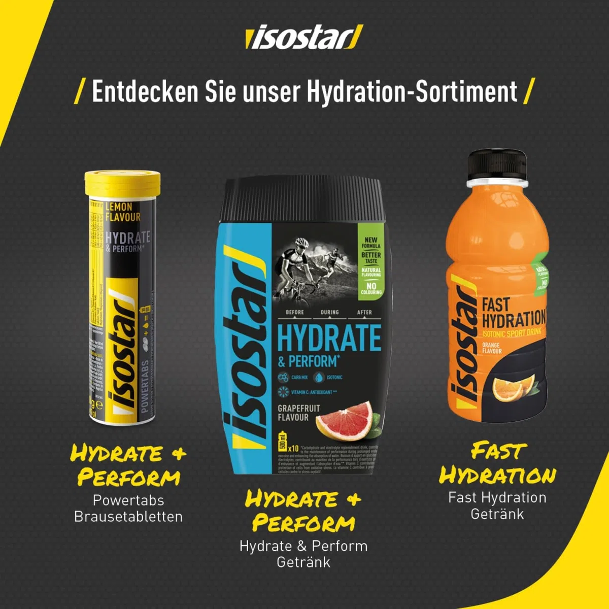 ISOSTAR – Hydrate & Perform Orange – Isotonisches Sportgetränk mit Energie, Elektrolyten & Vitamin C/B1 – Für Laufen, Radfahren & Trail – 560 g + Trinkflasche 650 ml